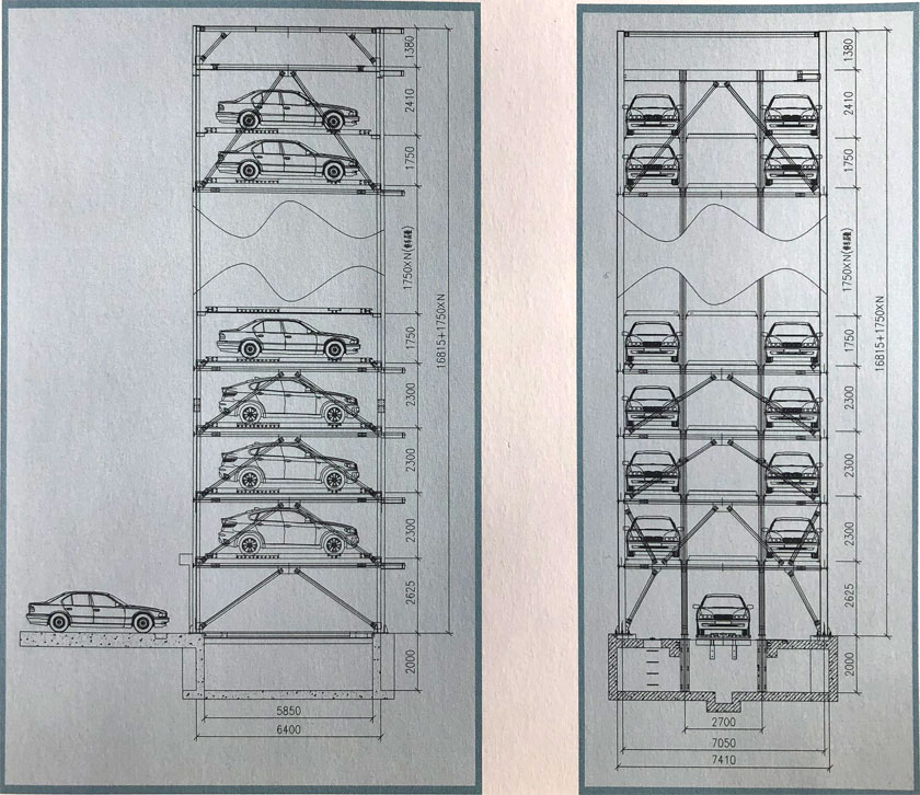 垂直(zhi)陞(sheng)降立體(ti)車(chē)庫(kù)平(ping)麵(mian)圖(tu)
